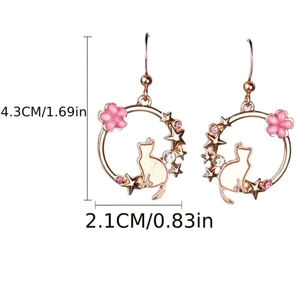 Pretty Pink Cat Earrings New!